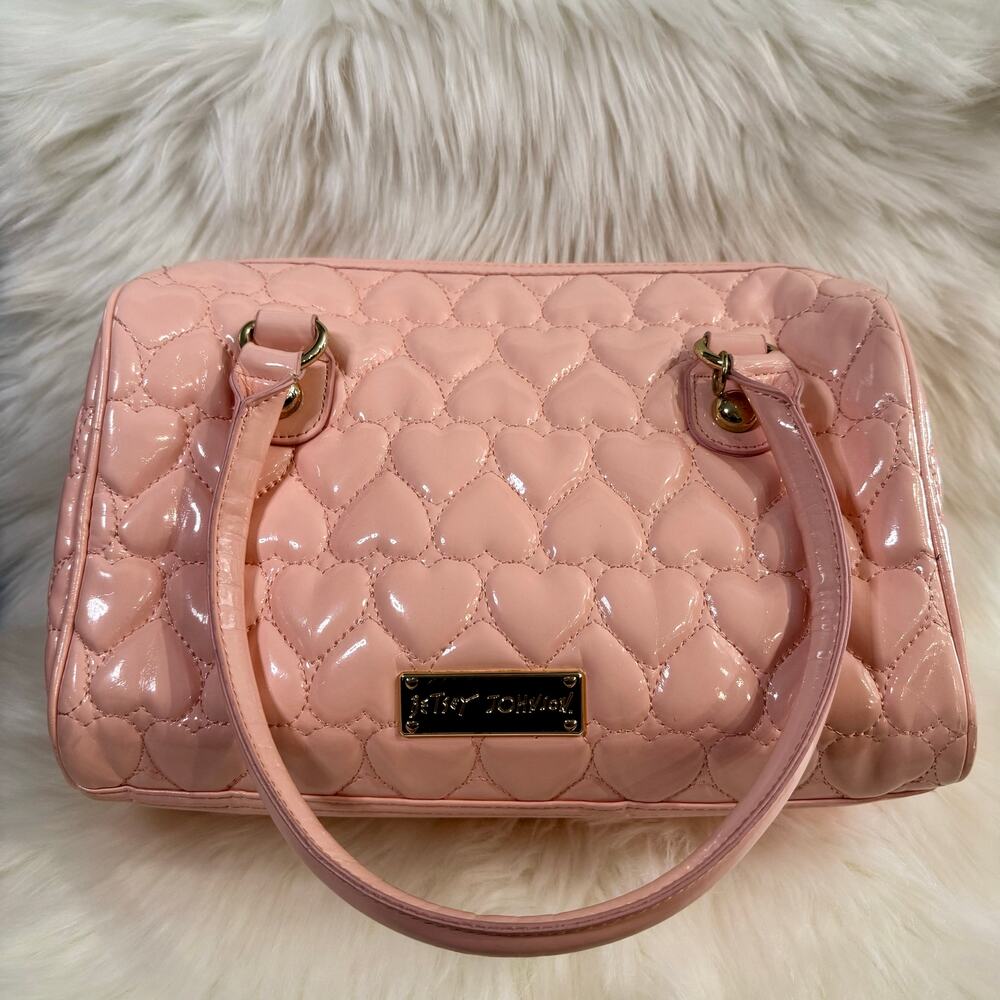 Betsey Johnson Pink Quilted Heart Handbag